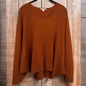 COS Ribbed Knit Oversized Batwing Box Sweater in Burnt Orange Women’s Size S